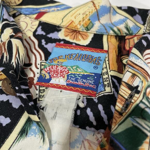 VTG Joe Kealoha Men’s Hawaiian Hula Island Postcard Print Aloha Shirt Cruise XL - Picture 5 of 7